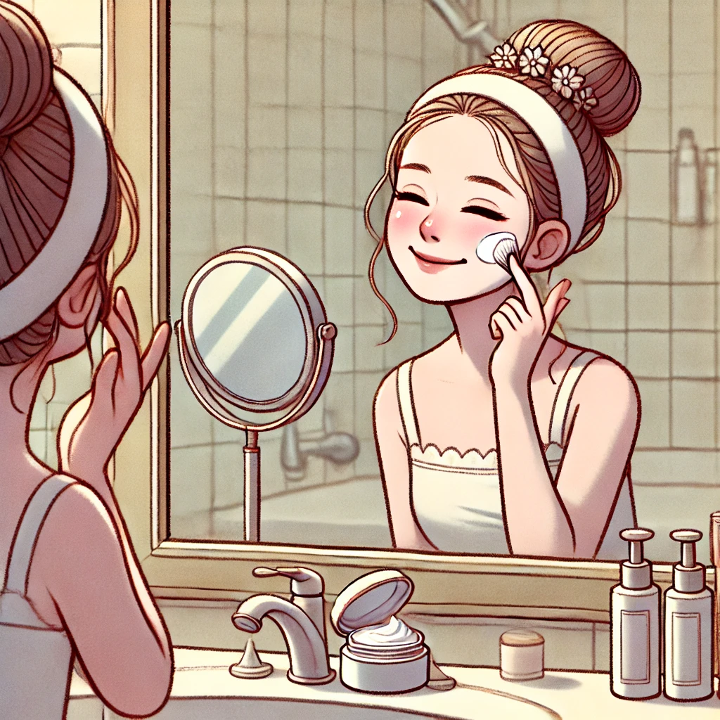 dibujo de mujer aplicándose crema par aun maquillaje perfecto en invierno